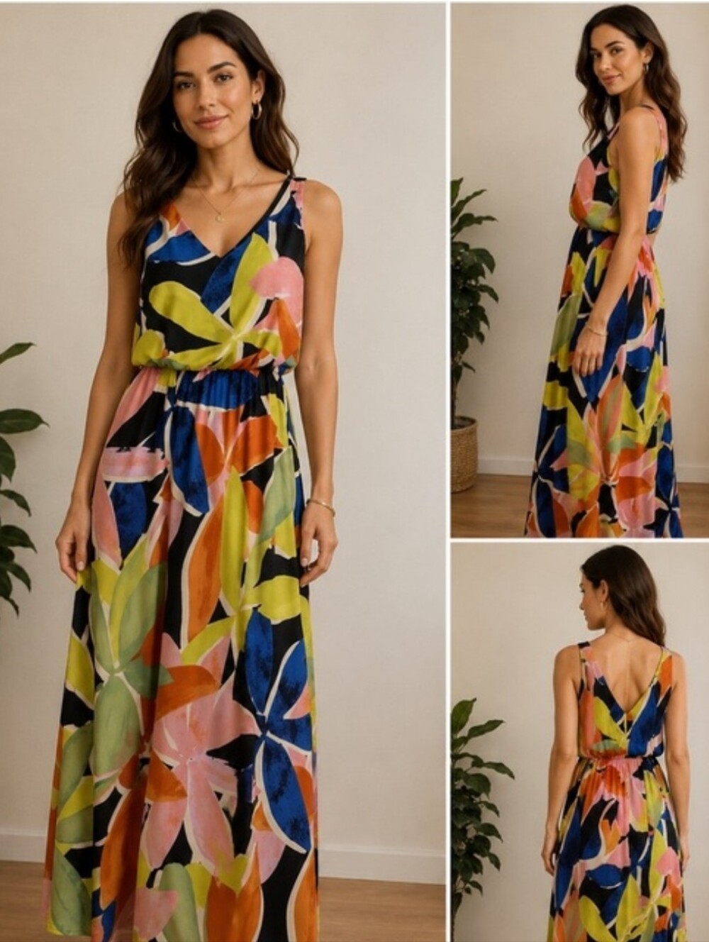 Nic + Zoe bianca mega blooms sleeveless maxi green multi Small